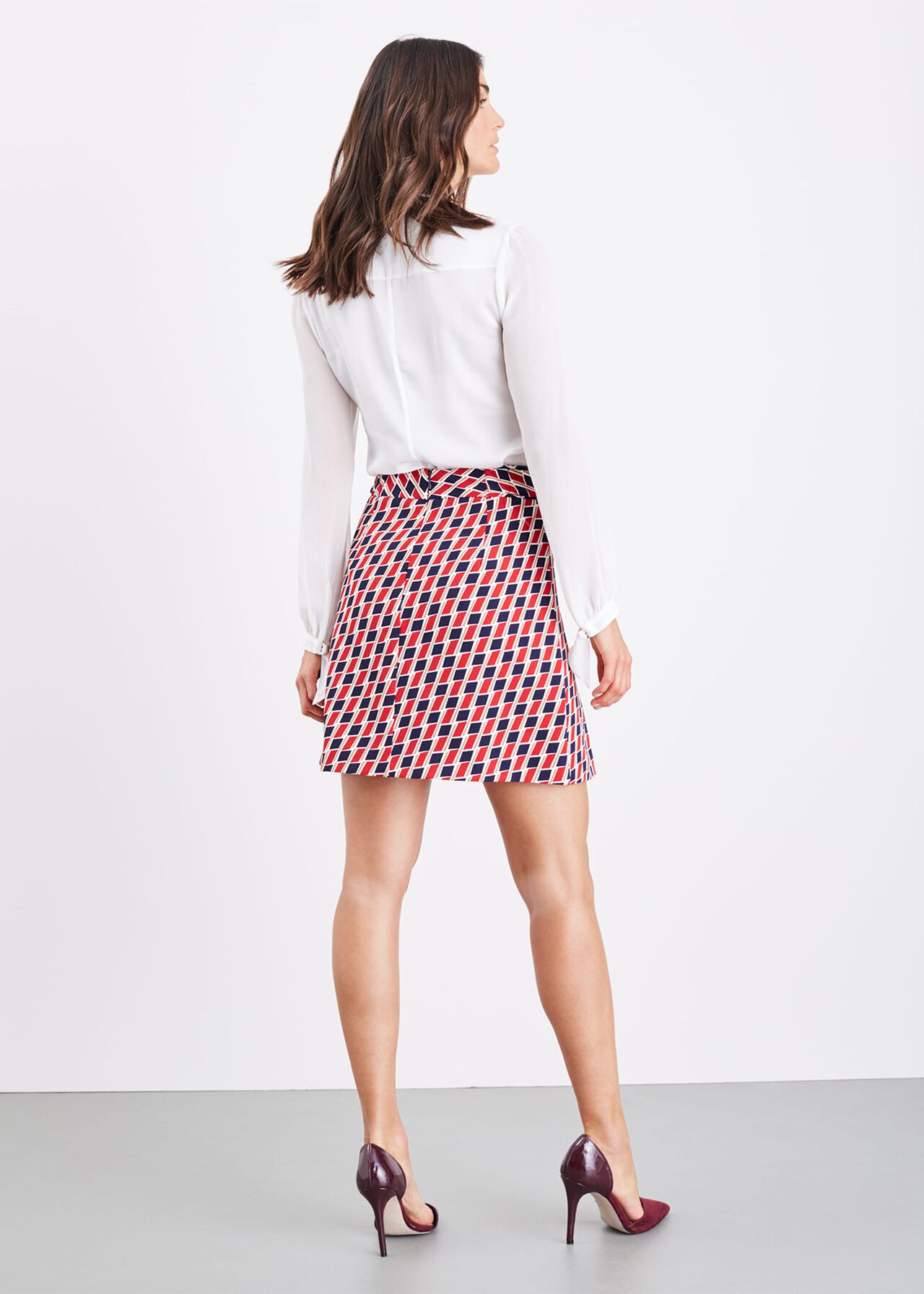 Mindy Chevron Print Pleated Mini Skirt