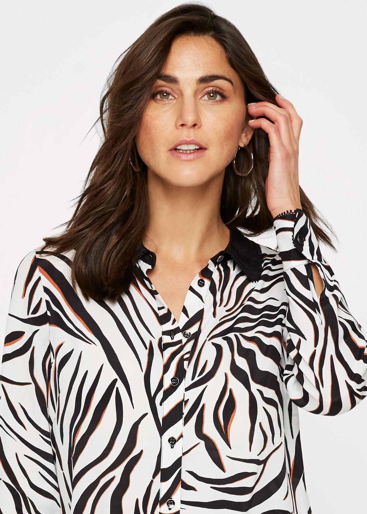 Eliza Silk Blend Zebra Shirt