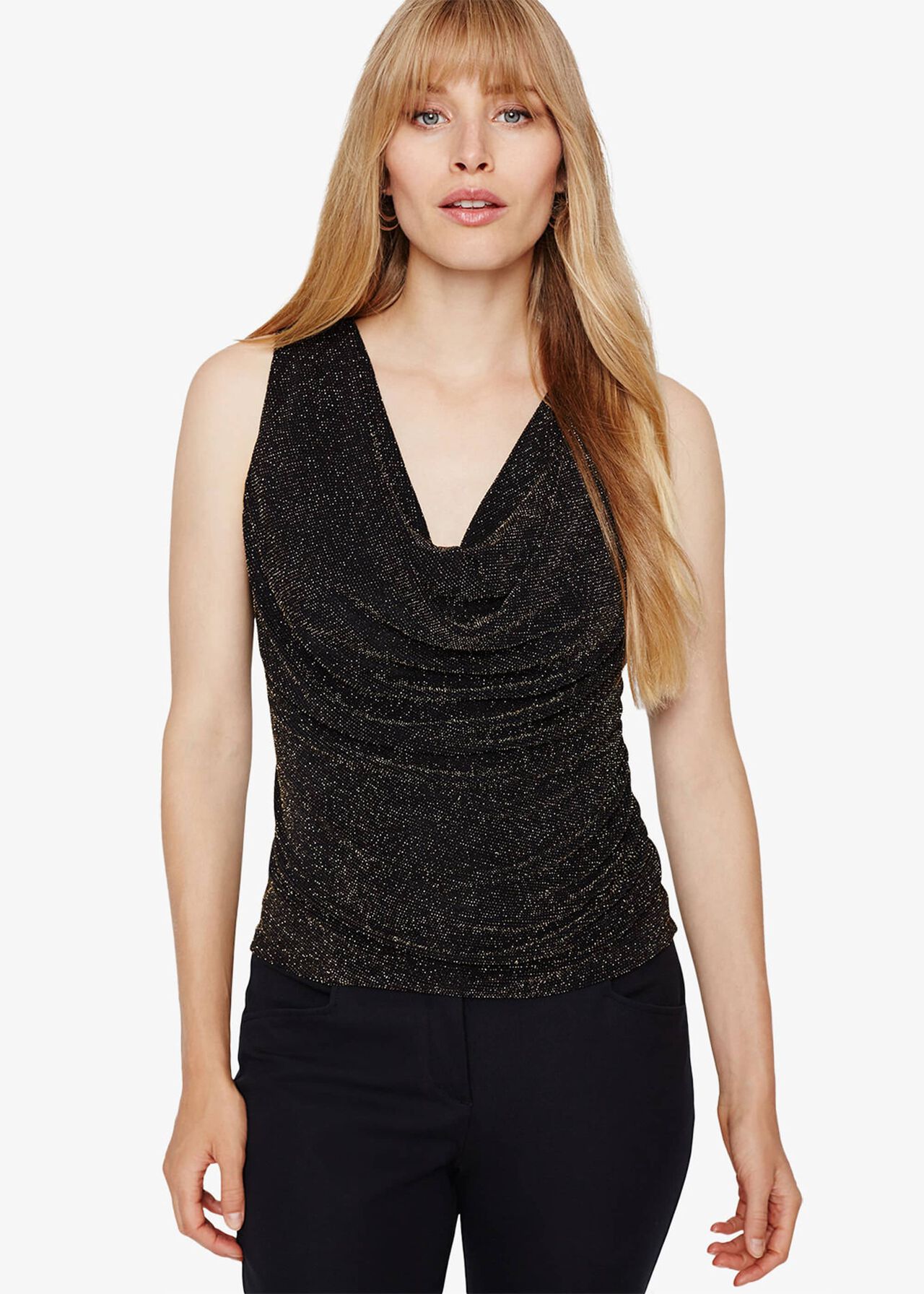 Fina Shimmer Jersey Cowl Top